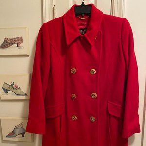 St. John Peacoat Red, Gold Anchor Buttons, Double-breasted, Women's 6